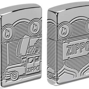 Limited Edition Deep Carved Polished Chrome Armor Zippo Car Zippo Lighter